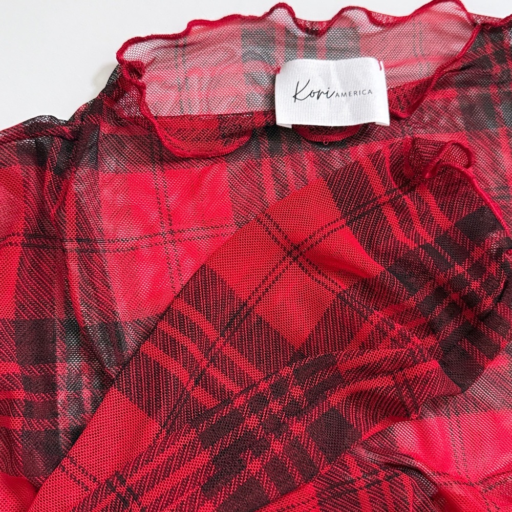 Plaid Mesh Top - Picture 4 of 4